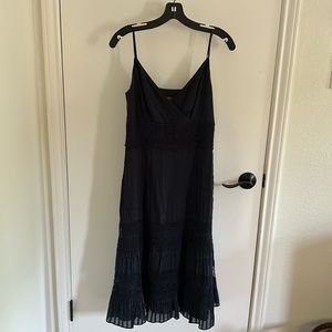 Navy Ann Taylor dress. Beautiful details!